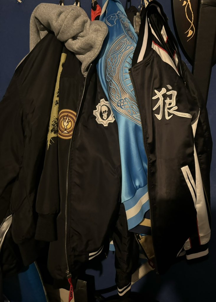 aaronmayhead's tweet photo. I think I have an @InsertCoinTees addiction…..this is just what jackets I have and not the full extent of my back catalogue. I may need an intervention 😂 #coinarmy #sekiro #eldenring #godofwar #gearsofwar https://t.co/ULUf06ES5p