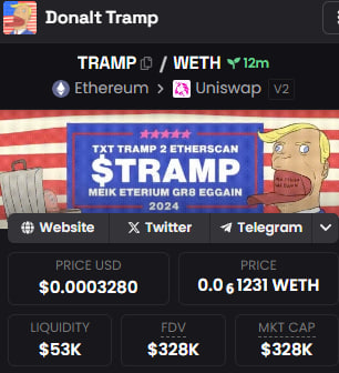 tramp47eth's tweet photo. Donalt $TRAMP dexscreener apdatd!

Link: https://t.co/CrpNHSsqLv

Smash the rocket🚀 https://t.co/TjmXB8Y6c0