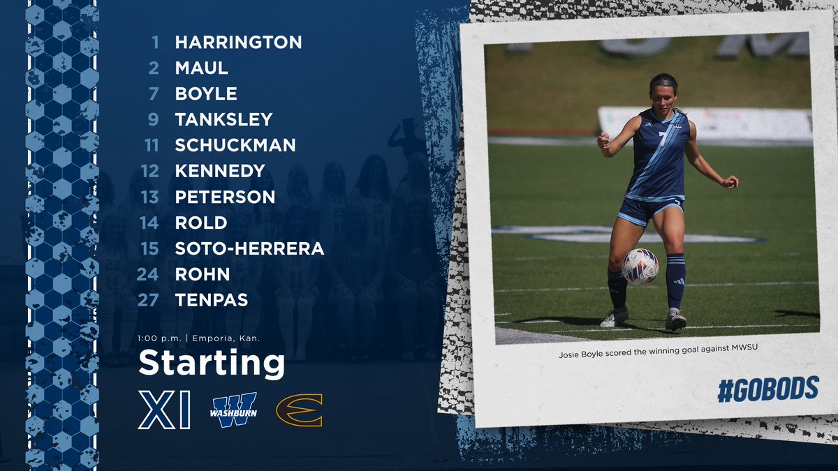 Here's our starting XI for the Turnpike Tussle with Emporia State. #GoBods
