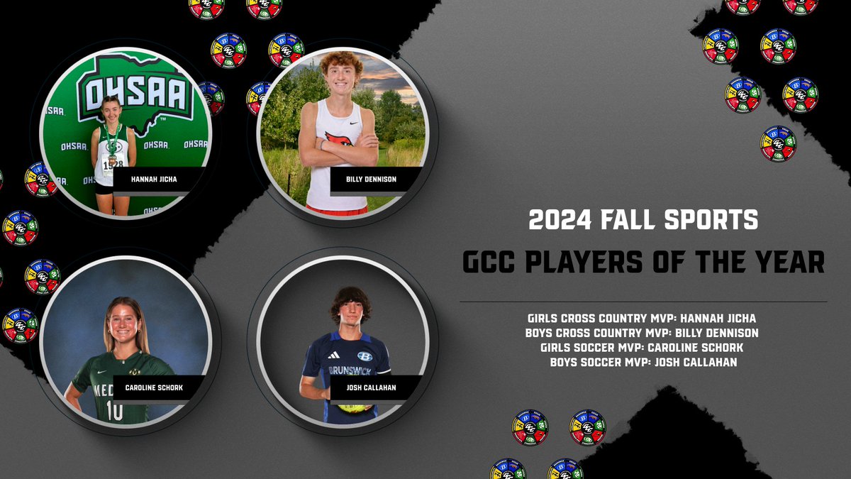 Congratulations to the 2024 GCC Fall Sports Players of the Year!

Girls Cross Country MVP:  Hannah Jicha - Strongsville
Boys Cross Country MVP: Billy Dennison - Mentor
Girls Soccer MVP: Caroline Schork - Medina
Boys Soccer MVP: Josh Callahan - Brunswick