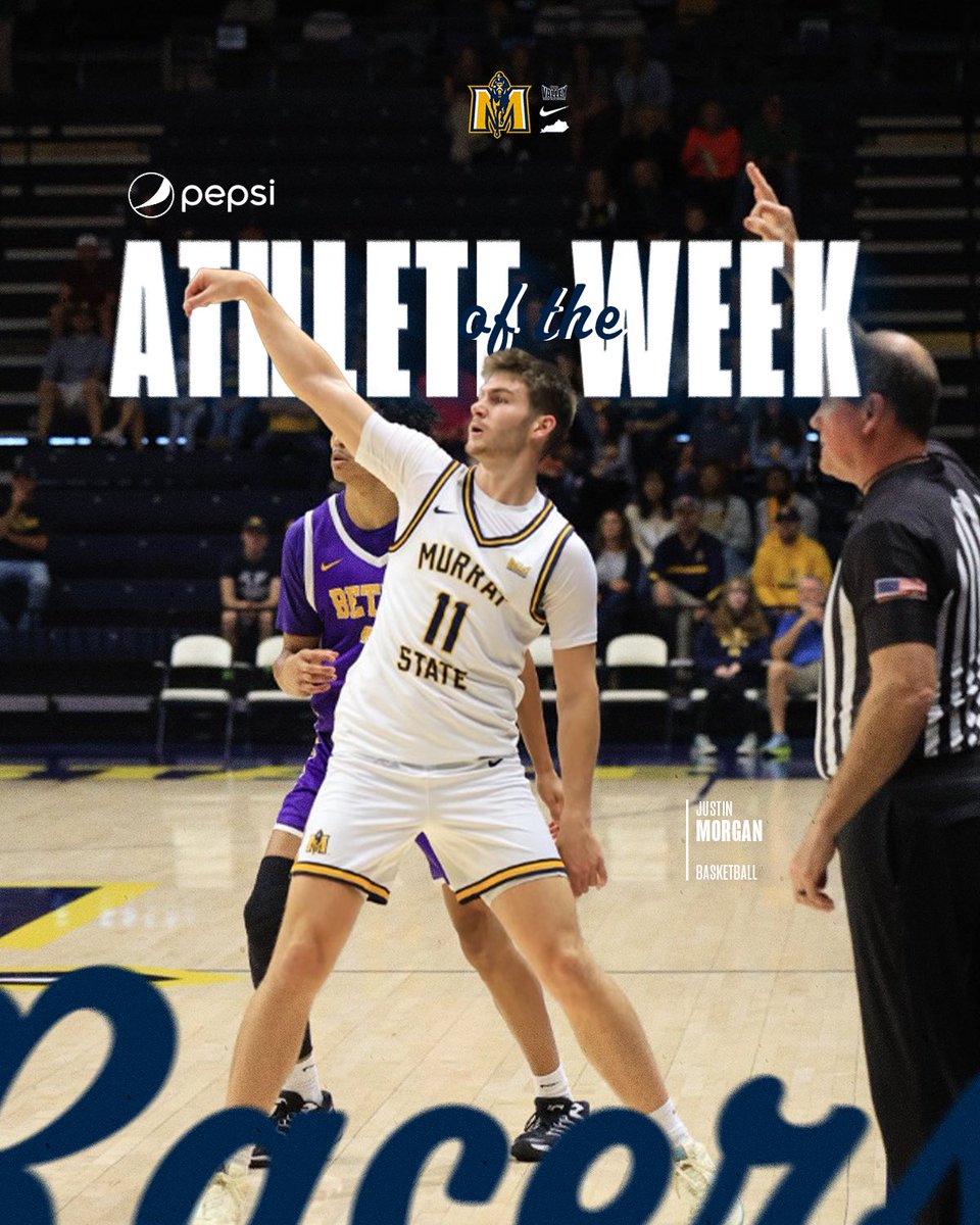 Justin Morgan of <a href="/RacersHoops/">Murray State MBB</a> is this week’s Pepsi Athlete of the Week‼️

Morgan recorded a career high of 16 points and hit four threes to go along with six rebounds, three assists, and two steals in the Racers’ 113-37 win over Bethel.

#GoRacers🏇