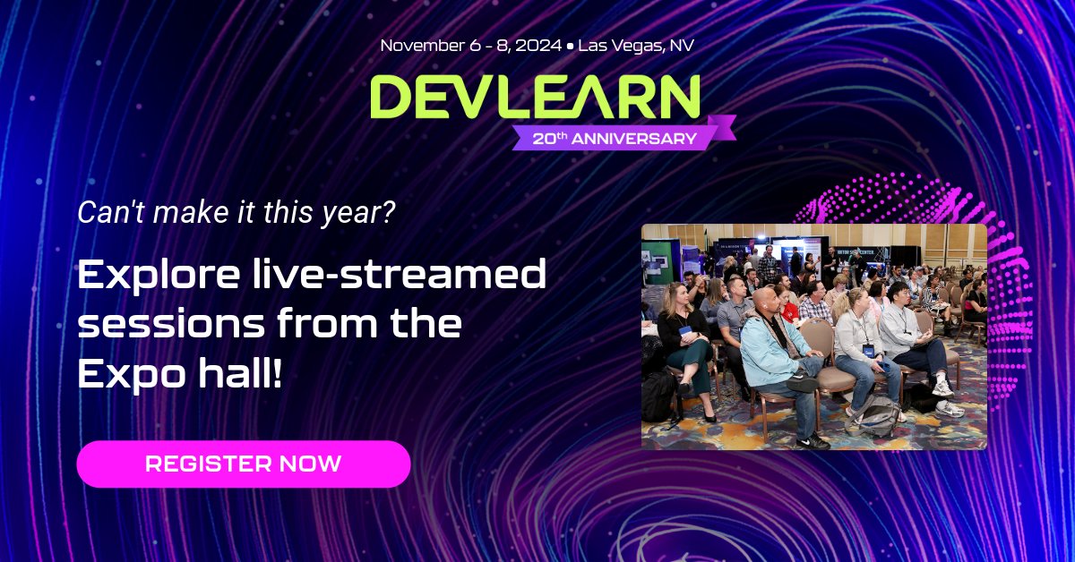 Not joining us in Las Vegas, but still interested in being a part of the action? Sign up for LIVE from #DevLearn sessions to receive access to the live streams and session recordings: ow.ly/3jyz50TWyso