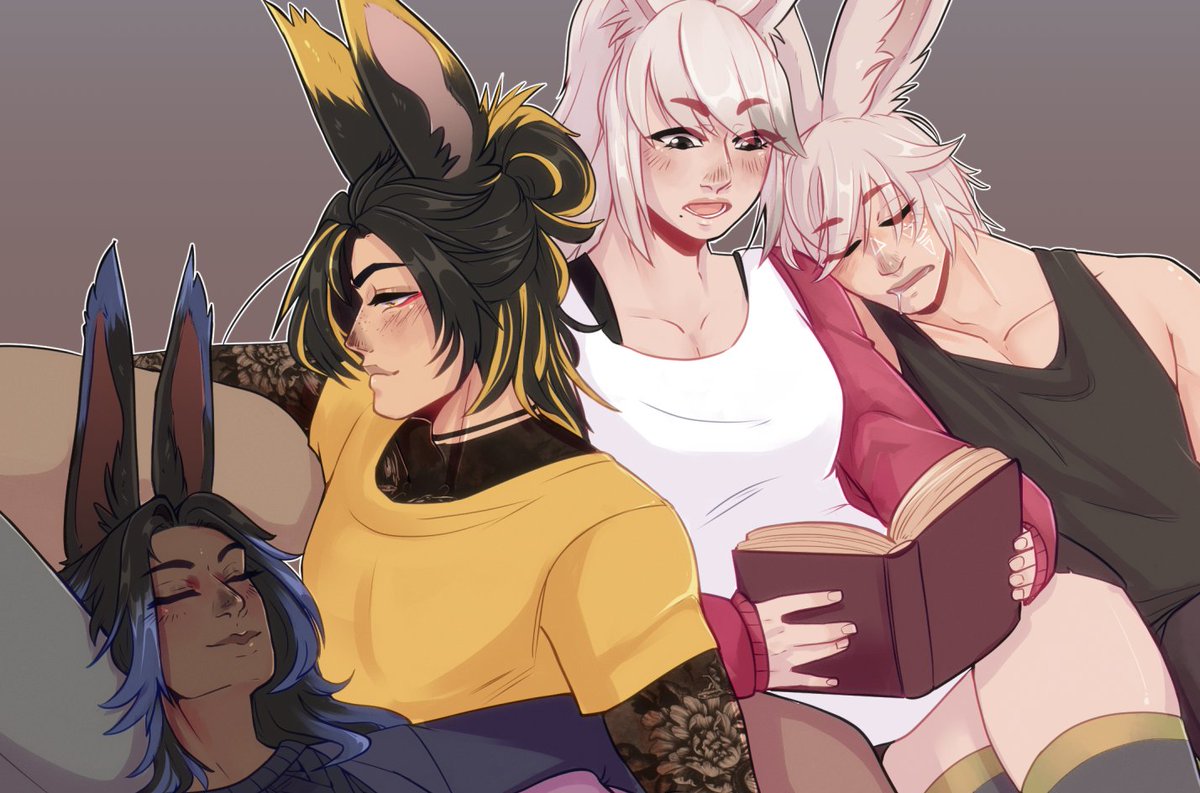 Calm moments with found family are all ones needs in hard times. 

// Yes and No with their 'adopted kids' Piggie and Tully