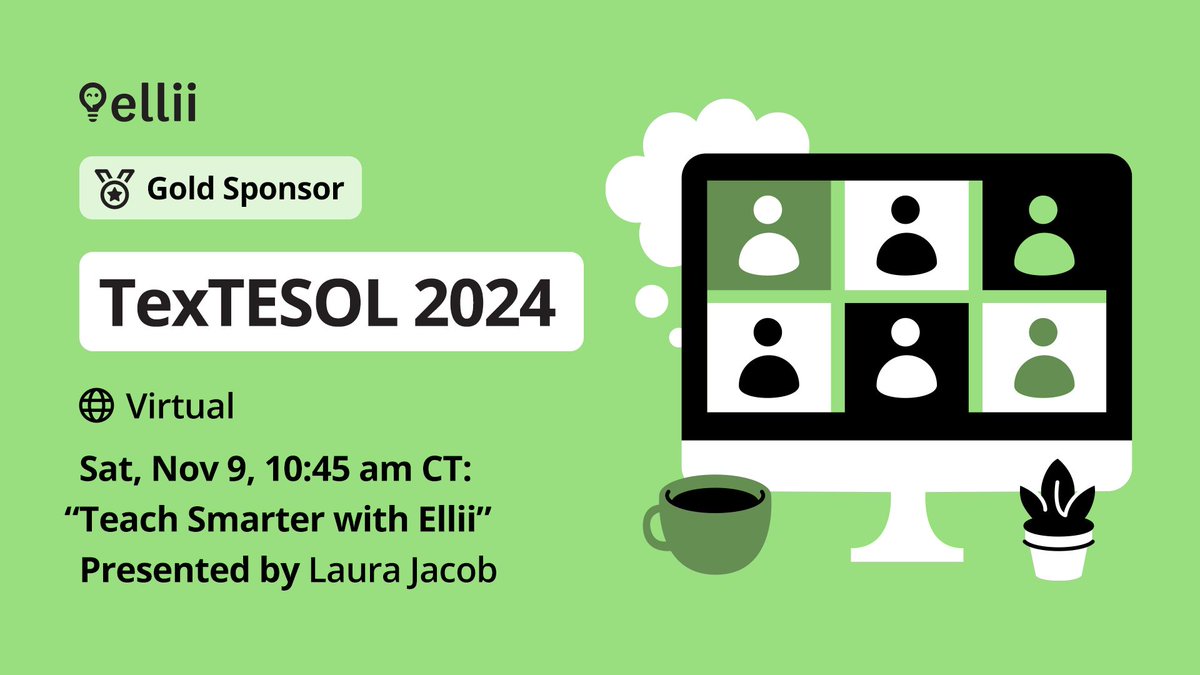 Join Ellii this Saturday at the 2024 TexTESOL Virtual State Conference where Laura Jacob will be presenting on how you can teach smarter with Ellii. 

Click here for more information on how to register. buff.ly/4hAnW9e

#ELL #ELT #Ellii #TexTESOL2024 #conference