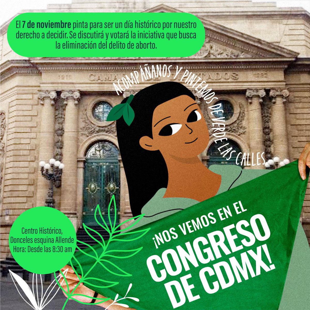 🔥Nos vemos mañana en el <a href="/Congreso_CdMex/">Congreso de la Ciudad de México</a> 🔥 ¡Exijamos que el aborto salga del #CódigoPenal de la CDMX! 💚✊por la autonomía de mujeres, hombres trans, personas no binaries, y todas las personas con capacidad de gestar.