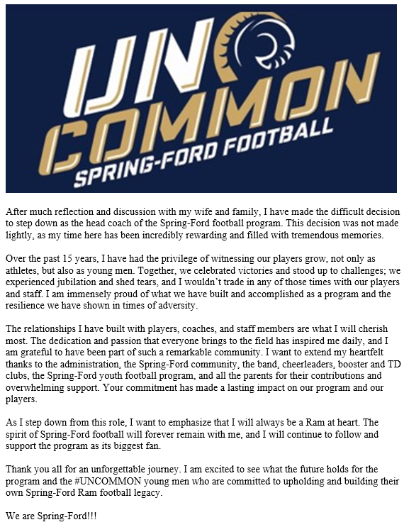 Message from Coach Brubaker: