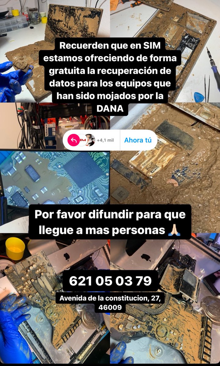 si conoceis a gente afectada por la dana difundid esto!!!!! recuperación de datos de dispositivos dañados gratuitamente ⚠️⚠️