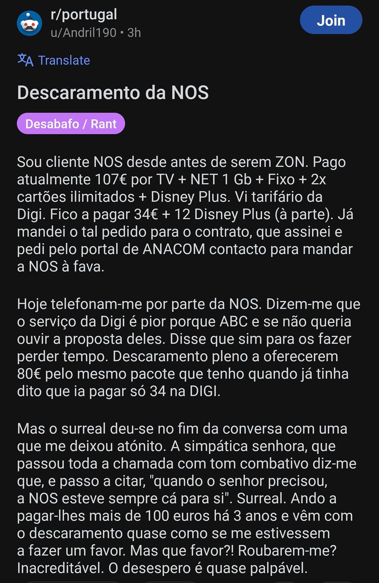 Imaginem o medo e o pânico das operadoras após a entrada da Digi no mercado 🤣