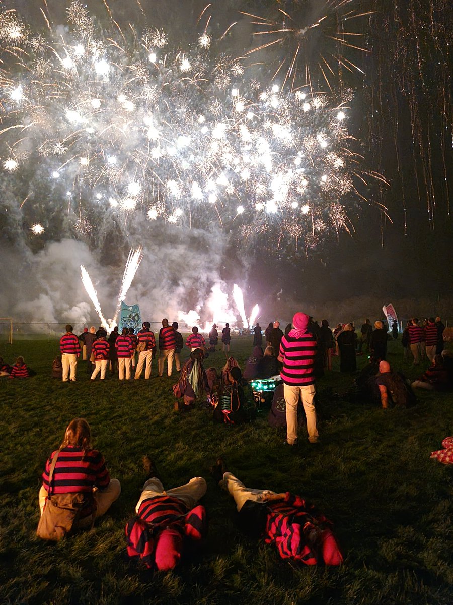 Southover bonfire boys and bonfire girls watching last night's fireworks  #LewesBonfire #BonfireNight2024