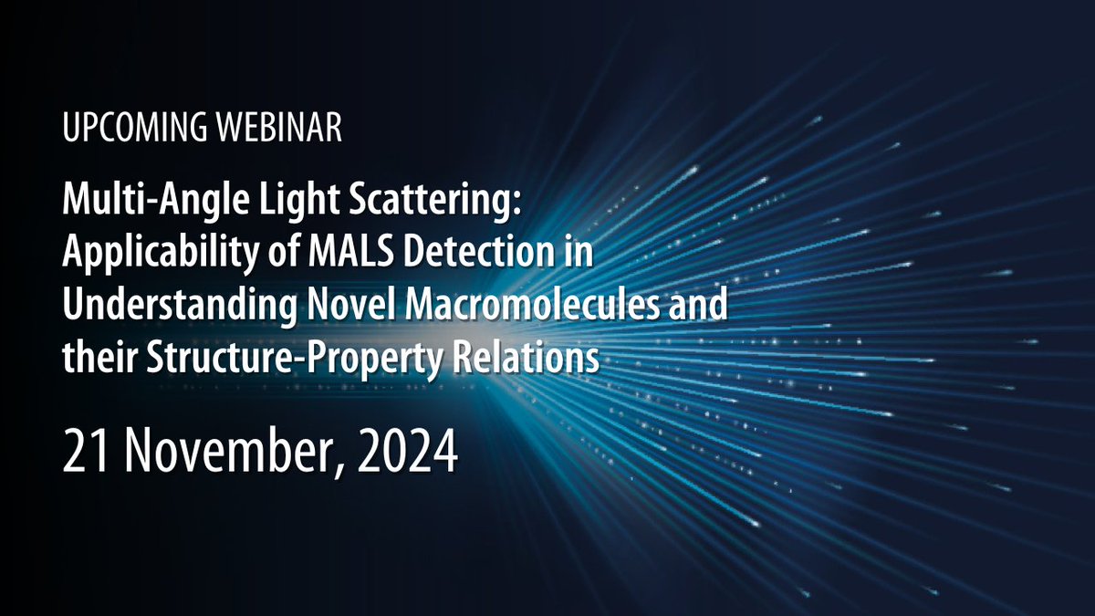 Separation Science (@sep_science) on Twitter photo Discover how Multi-Angle Light Scattering (MALS) can elevate macromolecular research.
This webinar covers key #MALS applications, such as molecular weight and size analysis, and introduces <a href="/Agilent/">Agilent Technologies</a>'s new 1260 MALS detector.
Register now: sepscience.com/multi-angle-li… Discover how Multi-Angle Light Scattering (MALS) can elevate macromolecular research.
This webinar covers key #MALS applications, such as molecular weight and size analysis, and introduces <a href="/Agilent/">Agilent Technologies</a>'s new 1260 MALS detector.
Register now: sepscience.com/multi-angle-li…