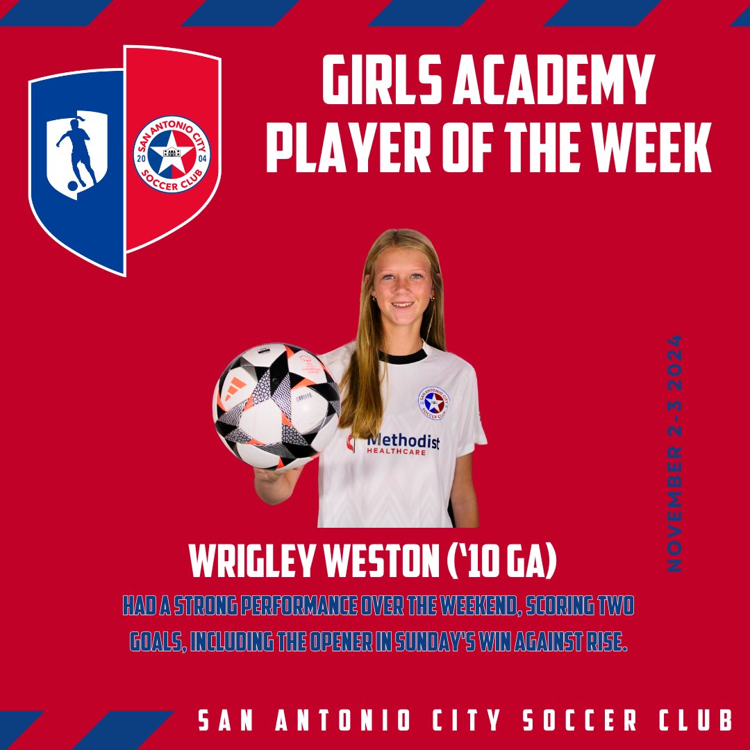 San Antonio City Soccer Club (@sacitysc) on Twitter photo 📢 #TOTW ❤️ Check out the GA Team of the Week for November 2-3! <a href="/GAcademyLeague/">Girls Academy</a>
#Protect210 #SACityProud 📢 #TOTW ❤️ Check out the GA Team of the Week for November 2-3! <a href="/GAcademyLeague/">Girls Academy</a>
#Protect210 #SACityProud