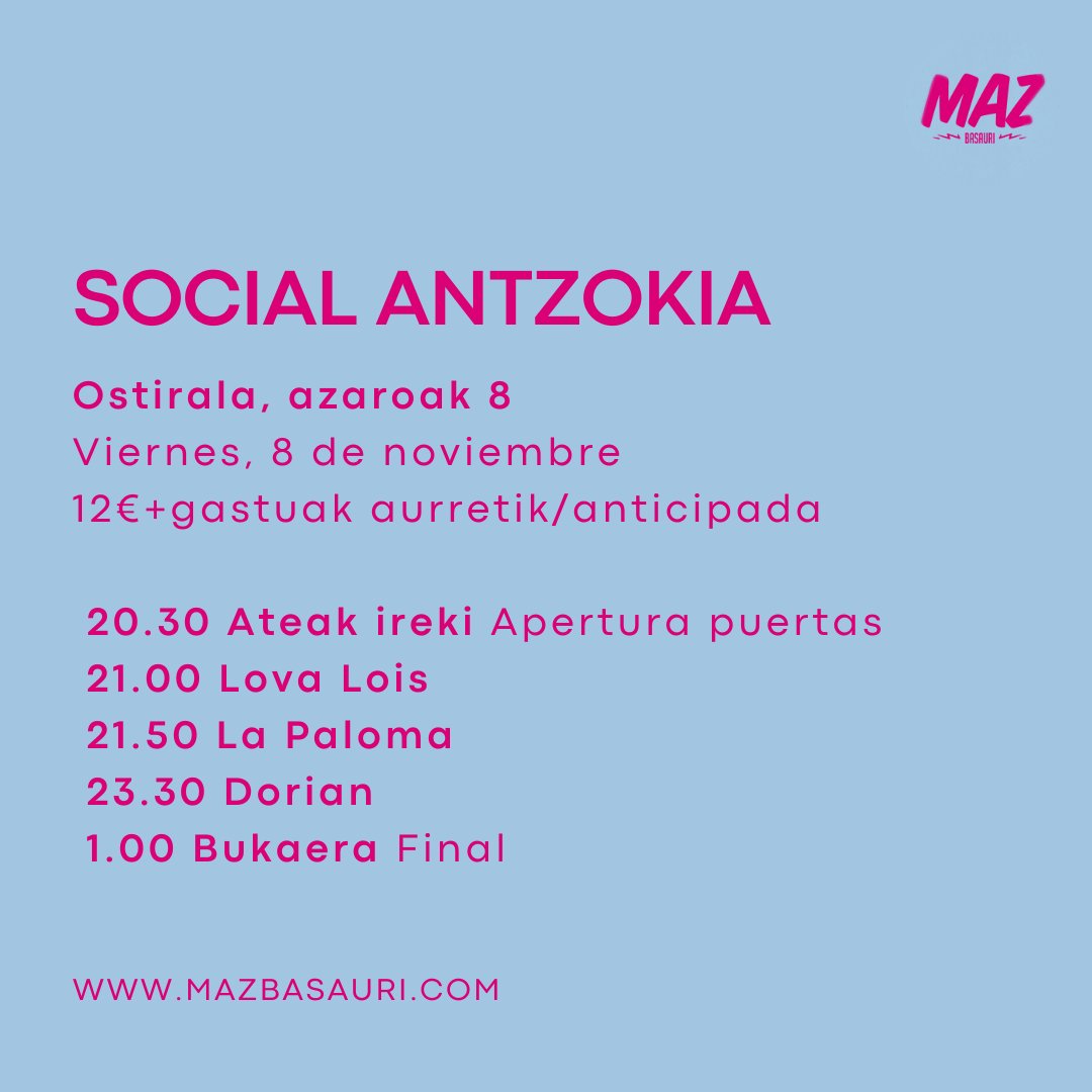 mazbasauri's tweet photo. ‼️BEHIN BETIKO ORDUTEGI ETA KOKAPENAK · HORARIOS Y UBICACIONES DEFINITIVAS
👇Hemen ikuskizun guztien ordutegiak eta kokapenak. Os dejamos los horarios y ubicaciones de los espectáculos actualizados.
#MAZ2024 #MAZBasauri
@BasaurikoUdala @socialantzokia @ZirtzartBasauri https://t.co/1SSkA3Vrm6