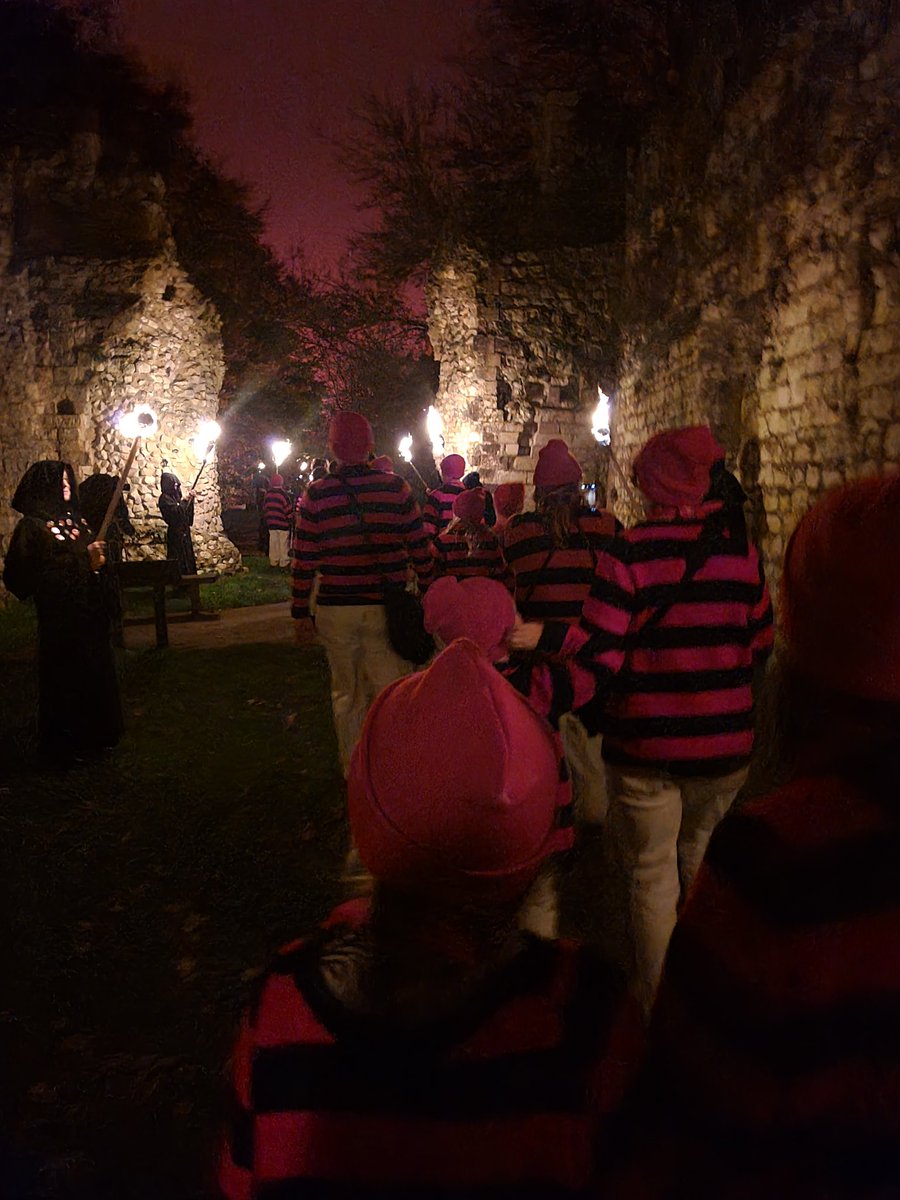 Southover bonfire society advances through the priory ruins last night...  #LewesBonfire #BonfireNight2024