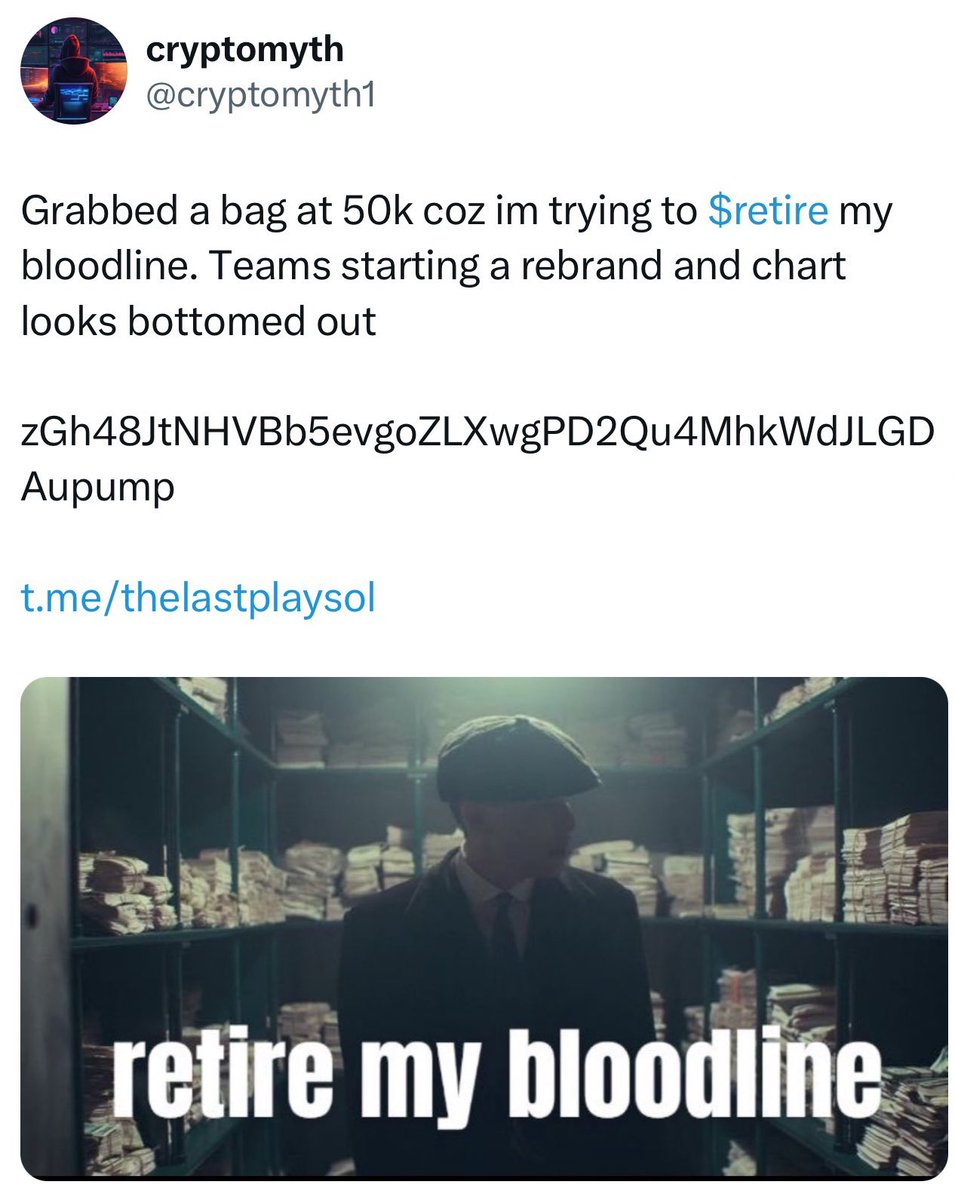 cryptomyth1's tweet image. $RETIRE IS AN UNSTOPPABLE FORCE ! 

NEARLY 150 X IF YOU COPPED ORIGINAL CALL 

WE GOING HIGHER TO $RETIRE