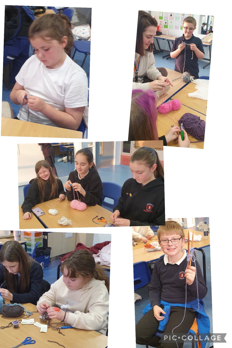After school club - knitting and crochet.  Perseverance, determination and enjoyment.  Miss Mack and Miss McQuet are soo proud of the dedication to learn a new skill.