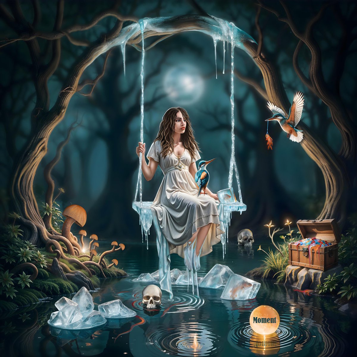 “Frozen Melody”

On her ice swing, bathed in a magical glow, she reflects on sweet successes and bitter failures. With a heart full of hope, she embraces each fleeting moment, striving for her dreams and celebrating life’s beauty with love.

2.5 Sol
exchange.art/single/3WKBiNy…