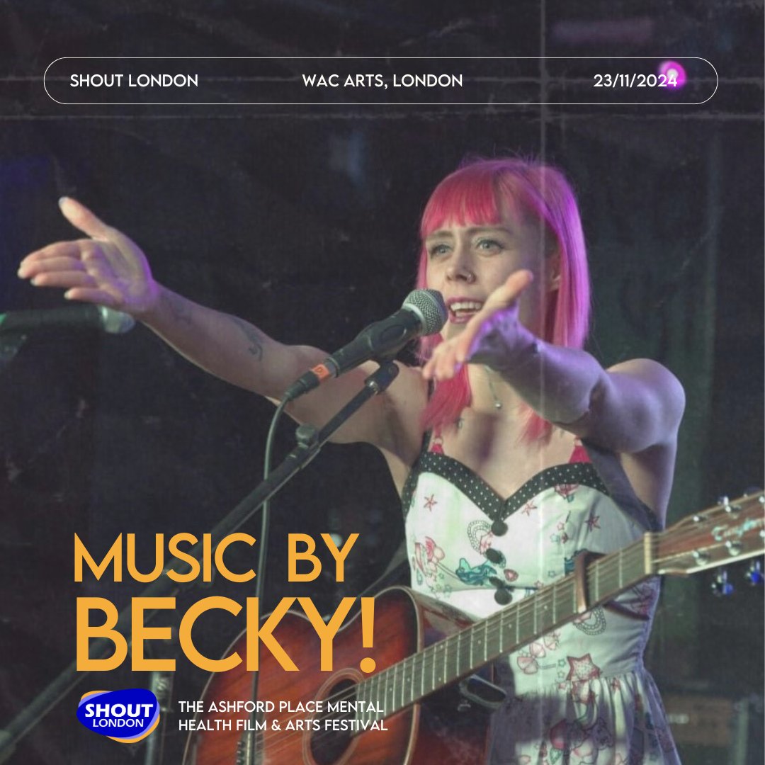 The fantastic singer-songwriter Becky! will be joining us for a heartwarming live performance on day 1 &amp; 2 of SHOUT London 2024! Join us at @wacarts to experience her musical openness and expressive lyrics. 

Free tix here: shout.london/tickets
#ShoutLondon2024 #mentalhealth