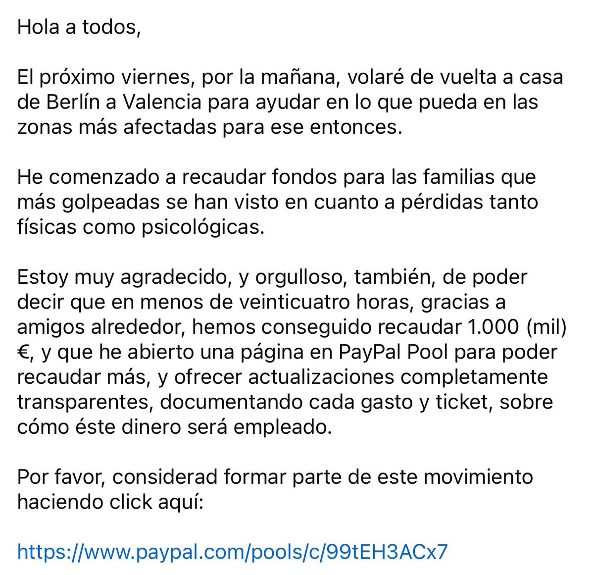 ianmargio's tweet image. DANA - VALENCIA 

(See the attached images / Visualiza las imágenes adjuntas)

Please consider being part of this movement by clicking here / Por favor, considerad formar parte de este movimiento haciendo click aquí:

paypal.com/pools/c/99tEH3…