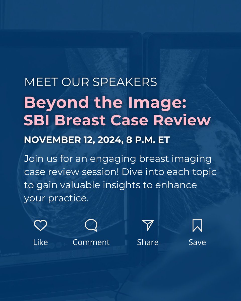 BreastImaging's tweet photo. Join us on November 12, 2024, at 8 p.m. ET for Beyond the Image: SBI Breast Case Review Live Webinar, showcasing six unique breast imaging cases. Register now:https://t.co/BPlk4WIYZr

#BreastPathologist #SBIWebinars #BreastImaging #RADs #MedicalResidents https://t.co/soOJLRp4SW