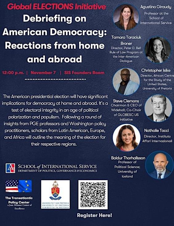 Join us in a collaborative event between the School of International Service, American University and ACSUS-UP.

Date:    07 November 2024
Time:   19h00 (South African Time)