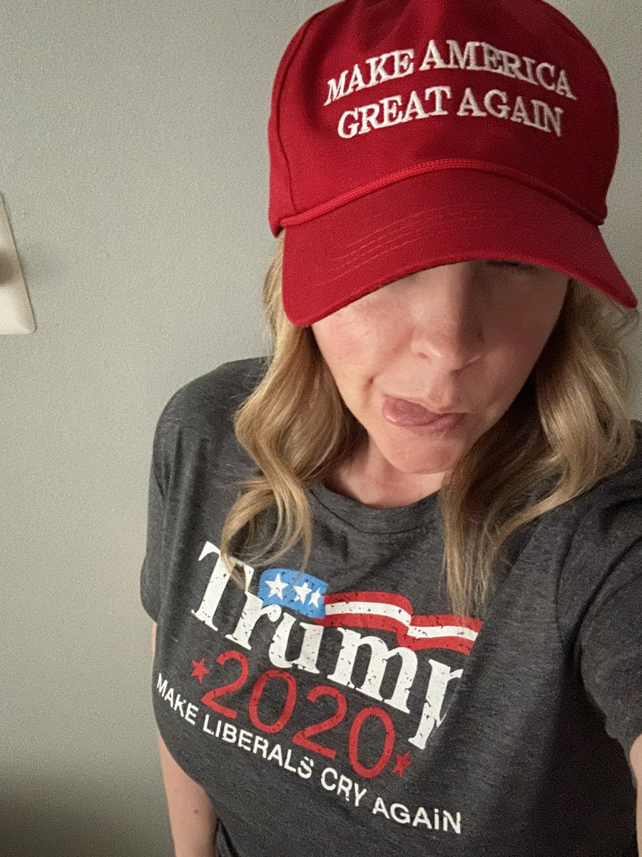 C0nservativeGal's tweet photo. Rate my victory outfit ๐
A little throw back T-shirt with a 2016 MAGA hat #MakeLiberalsCryAgain https://t.co/tFcJqkj15i