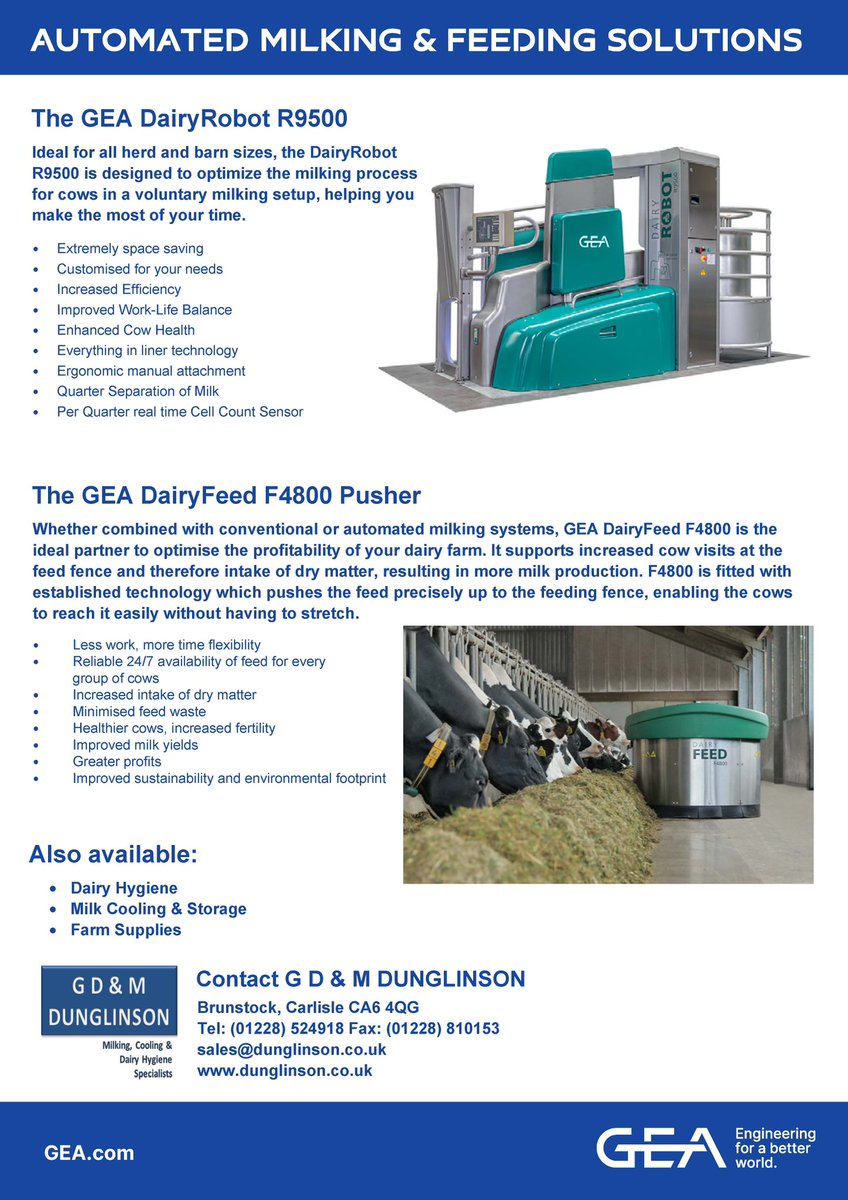 📢 G.D &amp; M Dunglinson in conjunction with GEA Farm Technologies are hosting a farm open day: 

Join us and view our 7 GEA R9500 Dairy Robots in action along with some very unique bespoke features we have to offer!

RSVP before Friday 22nd November: Details below 👇🏻