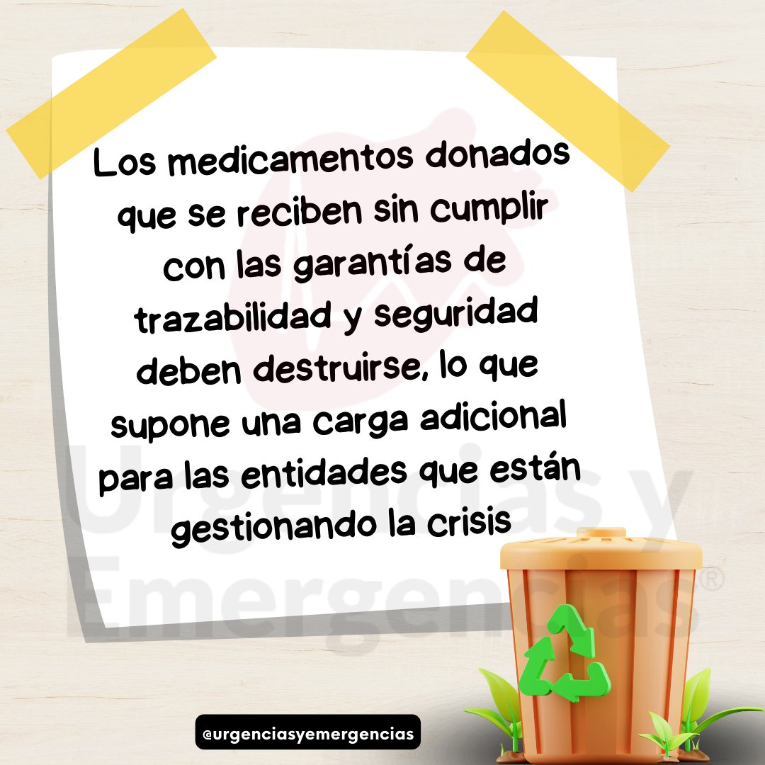 #MEDICAMENTOS Y #DANA: donación y acceso.

💊 NO dones medicamentos.
💊 Si tienes medicamentos donados, hay que destruirlos.
💊 Si necesitas medicamentos, llama al 965 918 658 📲.

#danadevalencia #DANAValencia #Valencia #medicación

Sigue 👇🏻