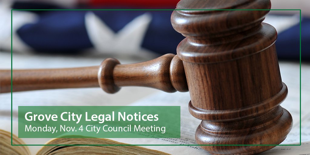Mon., Nov. 4 Legal Notices
• View the Grove City Council Notice of Public Hearings &amp; Public Notices bit.ly/GCLegalNotices
• Watch the Nov. 4 meeting bit.ly/gcCC110424
• Council agendas/minutes bit.ly/gcoCCam
• City development projects bit.ly/GCDevProj