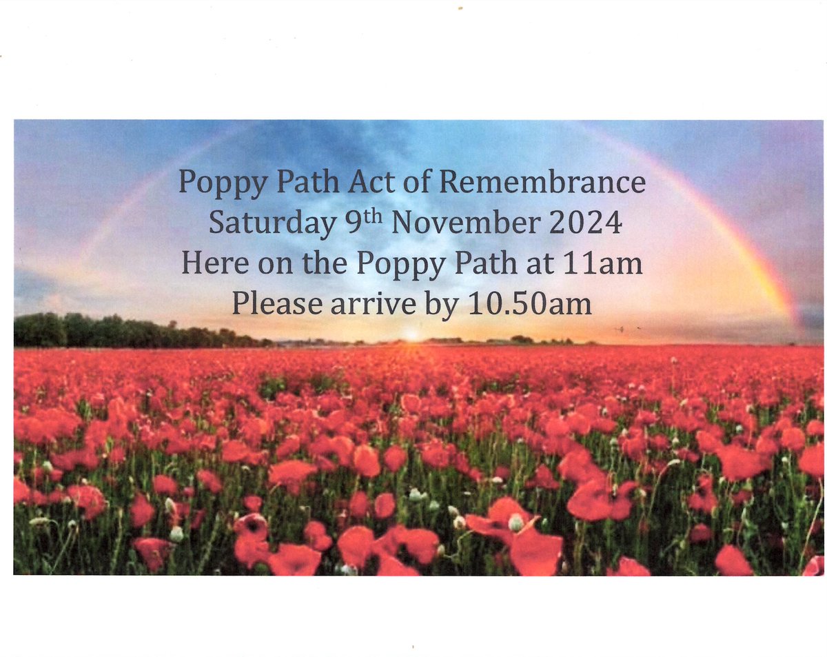Join us on Saturday 9 November at 11am on the Poppy Path for an Act of Remembrance followed by tea or coffee in <a href="/DidPavilionCafe/">Pavilion Cafe</a> afterwards. Please arrive by 10.50am #LestWeForget