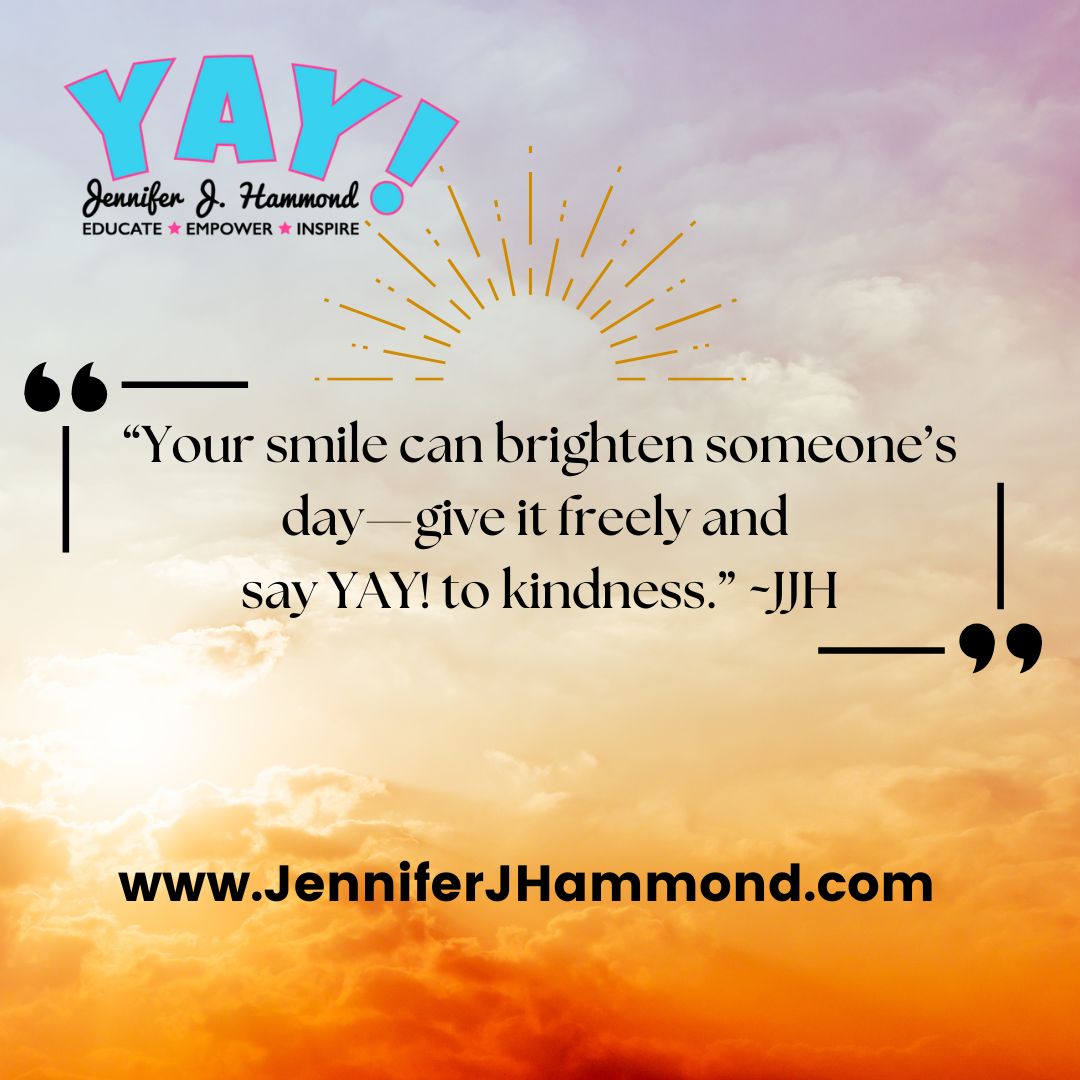 Hey you! 😊 Your smile is like a superpower – flash it and watch the world light up around you. Give those grins away generously and spread some serious joy! It's free, it's easy, and oh-so-contagious. YAY for smiles! #SpreadJoy #SmileMore #BrightenADay