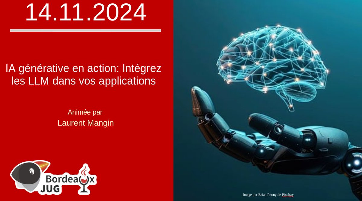 Jeudi 14 novembre, Laurent Mangin viendra nous parler de "IA générative en action: Intégrez les LLM dans vos applications'

La soirée est gratuite et ouverte à toutes et à tous  
Venez nombreux nous rejoindre à l'
<a href="/ENSEIRBMATMECA/">ENSEIRB-MATMECA</a> 

#java #ia #LLM

meetup.com/fr-FR/bordeaux…