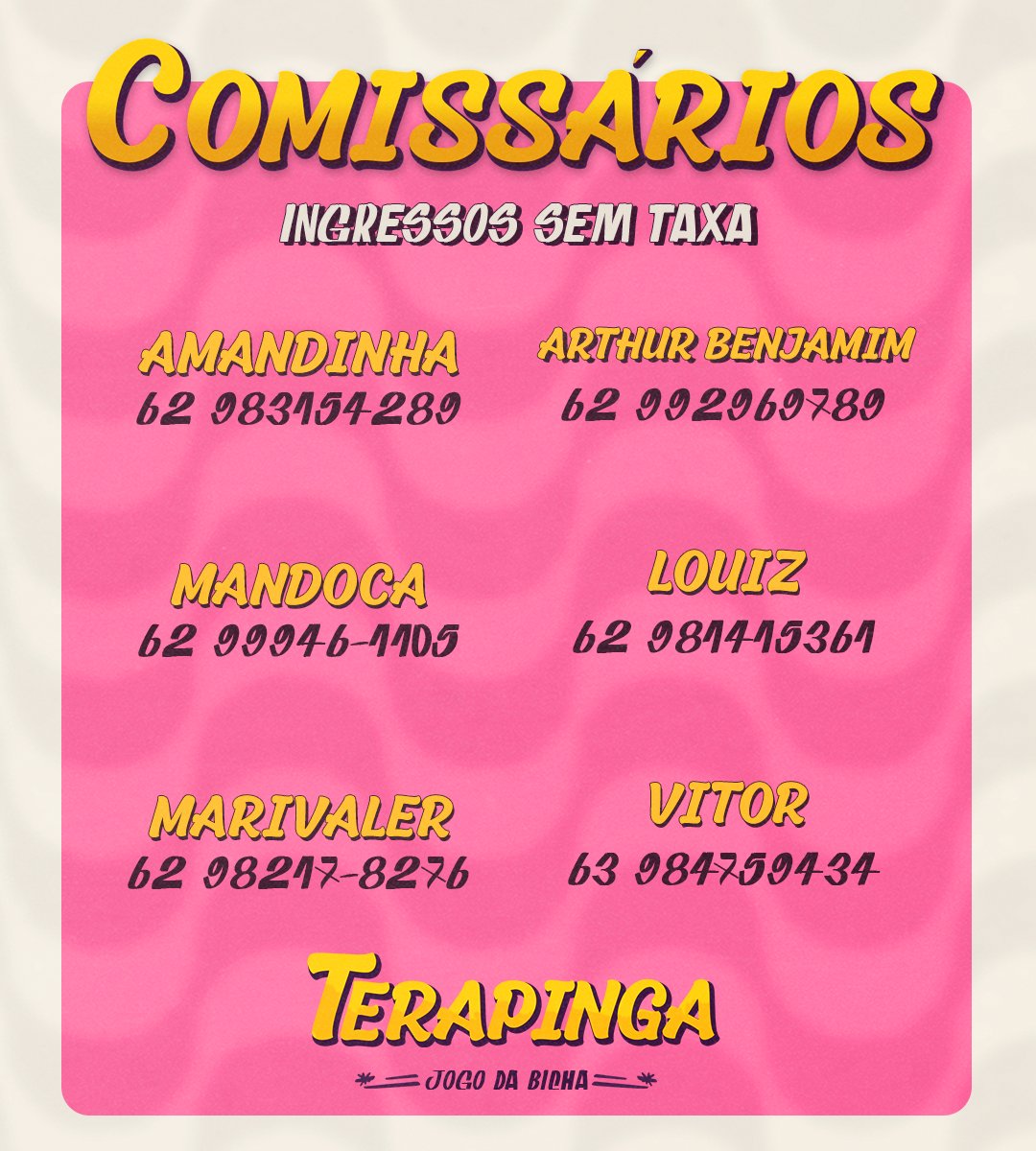 TERAPINGA + PARATUDO🔥

A Esfinge se juntou com a Paratudo pra trazer todo o álcool e sorte que vc precisa pra curtir nossa sunset🤤 Já garantiu seu ingresso pra sessão de Terapinga? Compre pela Cheers ou com um de nossos comissários🃏

TERAPINGA💬🍺
📍ASSESGO  
16/11 zoom 14h