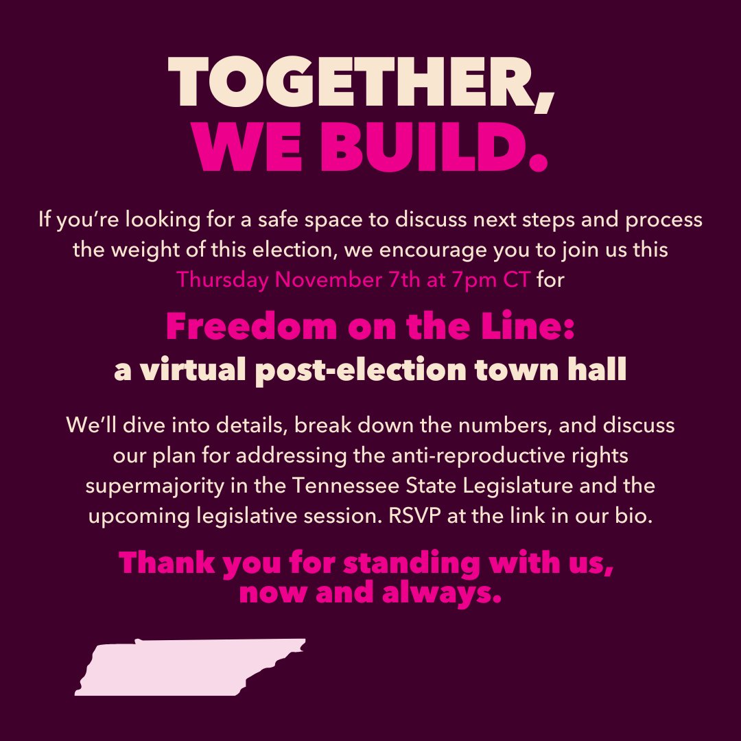 Let us grieve and then, we begin the fight again. The election results were not what we hoped for. But rest assured, the work still continues. TAPP will never stop fighting for reproductive rights for all.

RSVP for our post-election town hall at mobilize.us/tappactioncoun…