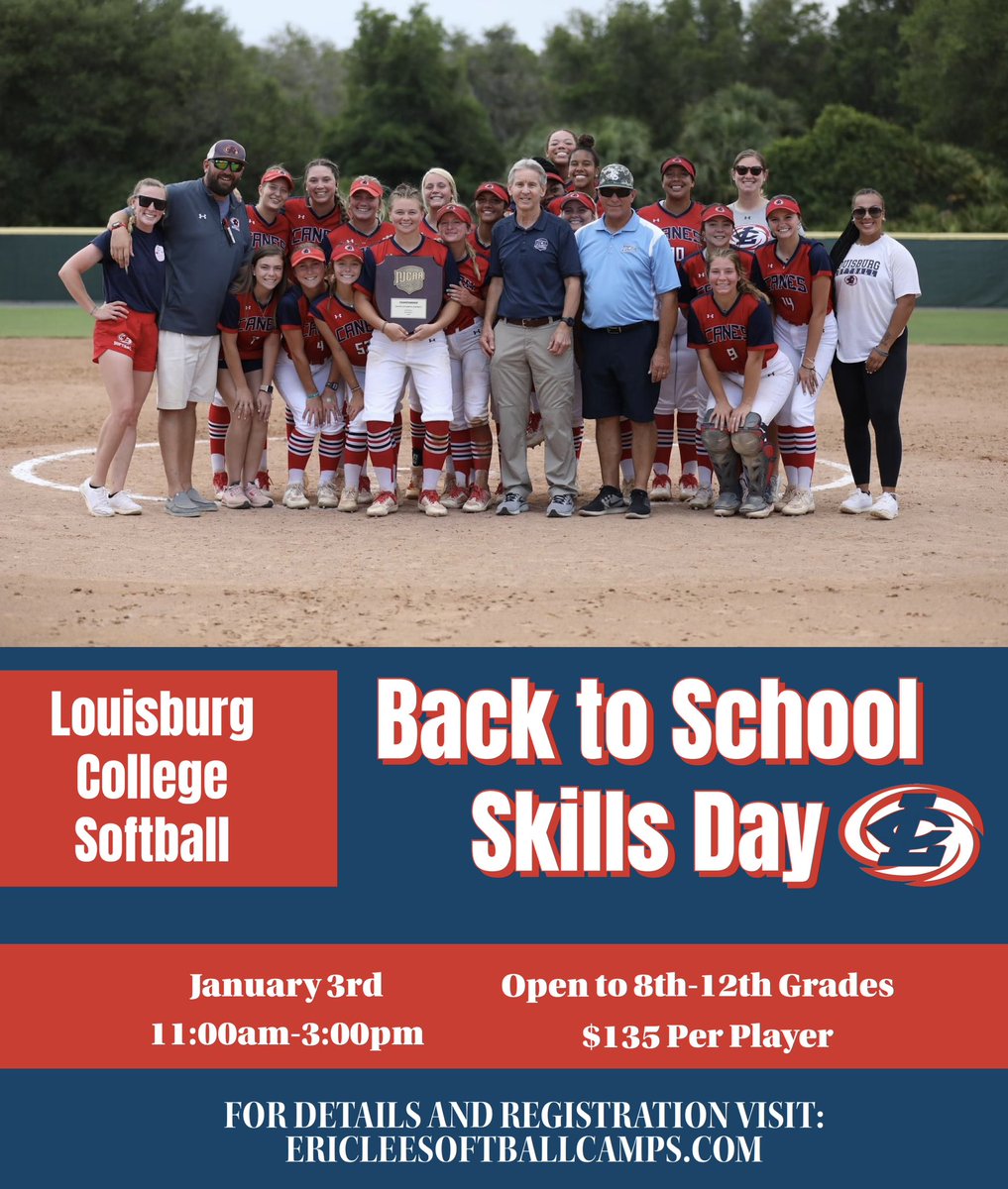 It’s Camp Season At Louisburg College! 🤙🏼

Registration and Information can be found at the link below. 

ericleesoftballcamps.com
