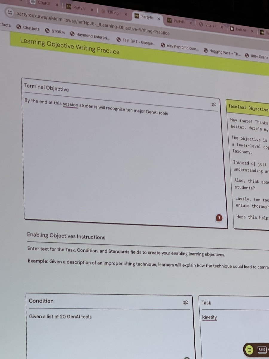 Partyrock.AWS looks very cool. You can build AI enabled apps with a bunch of widgets.. just learned about it  at #DevLearn #pictory
