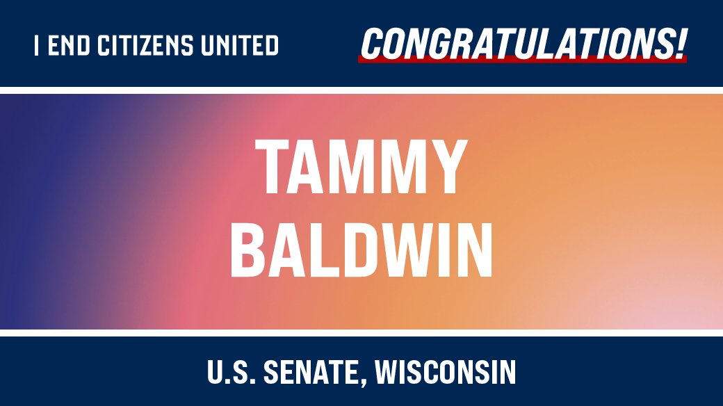 StopBigMoney's tweet image. 🎉 Congratulations, Sen. @tammybaldwin, on winning your race for reelection as U.S. Senator from Wisconsin! #WISEN