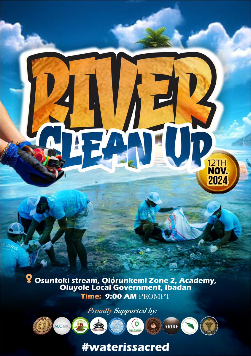 Simiola33's tweet photo. Ore yeye oo! Join us Nov 12, 8am @ Osuntoki's stream, Ibadan as we clean up severely polluted Osun stream! Supporting local communities, protecting waterways & promoting sustainable development. Contact: 08141656060 #SDG6 #SDG14 #Onisese #WaterIsSacred #SDGs https://t.co/3HXFrr7fPZ