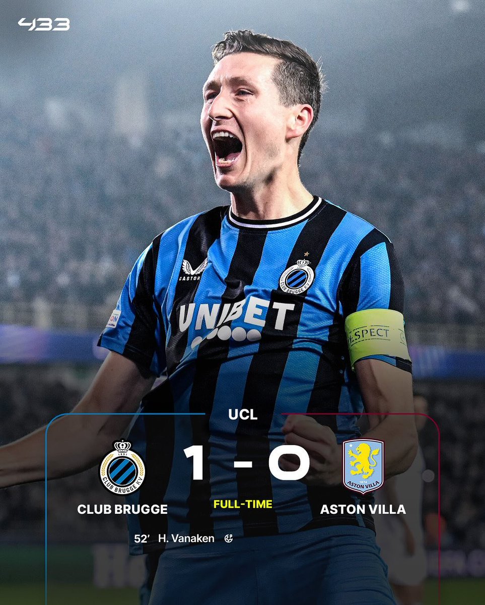 433's tweet photo. Aston Villa suffer their first 🆑 defeat of the season in Brugge 😲🇧🇪 https://t.co/403g0RxgNS