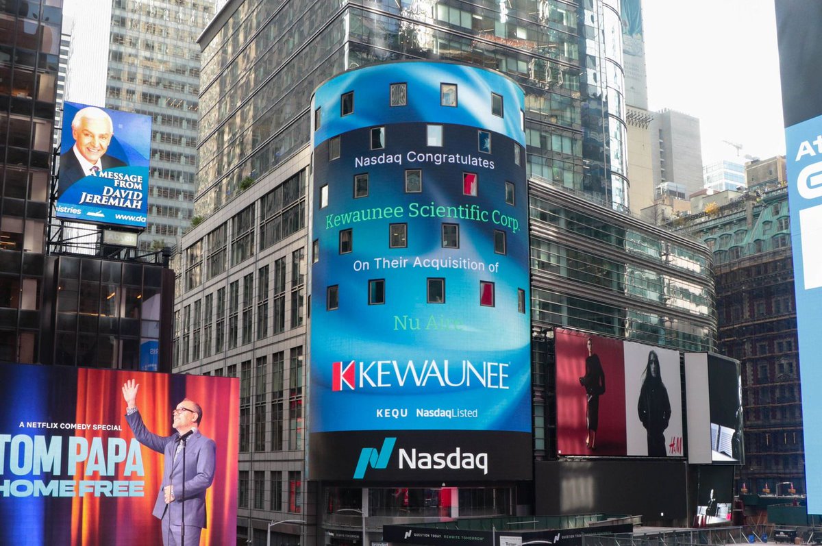 Kewaunee_KEQU's tweet photo. We’re thrilled to welcome @nuaire to the Kewaunee family—and we’re shouting it out all the way from #TimesSquare! 📣Exciting things are on the horizon as we work together to create powerful, comprehensive solutions for every lab environment.

#nasdaq #labfurniture #labplanning https://t.co/bEVwW3htBE