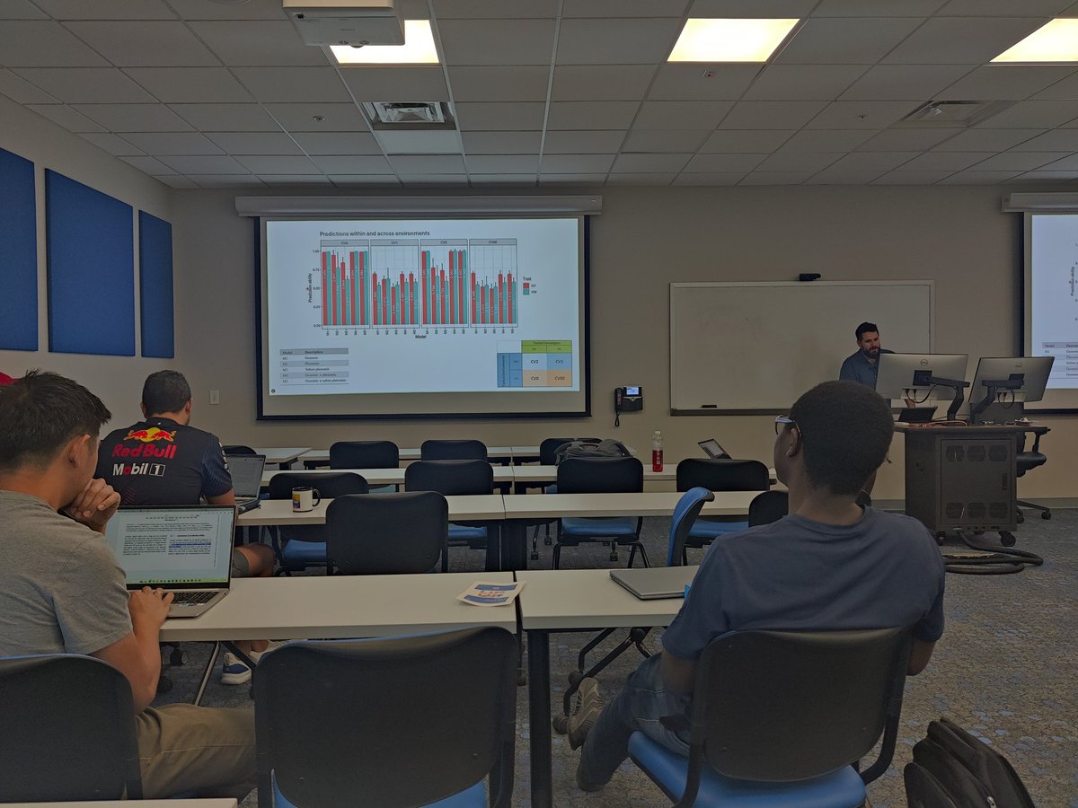 Esteban Rios (@foragebreeding) on Twitter photo We are reaching the end of the semester for our Phenomic Prediction Journal Club
Students discussed the latest research in this topic and we also had hands-on demos for various crops and data sources (NIRS, drones, etc.)
Thanks to <a href="/PabloSipowicz/">Pablo Sipowicz</a>
& Rafaela Graciano for TAing! We are reaching the end of the semester for our Phenomic Prediction Journal Club
Students discussed the latest research in this topic and we also had hands-on demos for various crops and data sources (NIRS, drones, etc.)
Thanks to <a href="/PabloSipowicz/">Pablo Sipowicz</a>
& Rafaela Graciano for TAing!