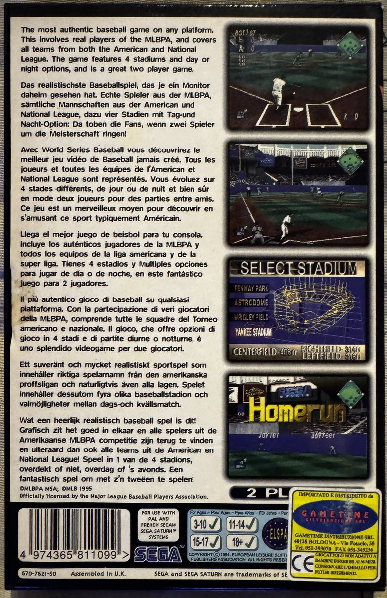 Ophilippos1's tweet photo. #RetroGaming Ma collec #SegaSaturn grandit, bienvenue à #WorldSeriesBaseball sorti fin 95 par #Sega😉atypique! un jeu de baseball en Europe😬il fait parti de la première vague de jeux sega sortis en 95😉sinon go chez @Arunotaku ici https://t.co/TjAHAE8Ief kif assuré👍 https://t.co/cLs0P4gga9