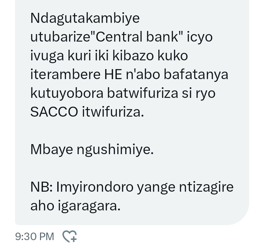 Oswald Oswakim (@oswaki) on Twitter photo Mwiriwe neza <a href="/CentralBankRw/">Central Bank of Rwanda</a>
Abarimu bahemberwa mu <a href="/MwalimuSacco/">Umwalimu Sacco</a> baratabaza
Mwibaze aho umwarimu abwira umunyamakuru ati 'Ndagutakambiye.' π₯
Niba ubona uwo mwarimu atashyizemo umunyu, kora repost. Mwiriwe neza <a href="/CentralBankRw/">Central Bank of Rwanda</a>
Abarimu bahemberwa mu <a href="/MwalimuSacco/">Umwalimu Sacco</a> baratabaza
Mwibaze aho umwarimu abwira umunyamakuru ati 'Ndagutakambiye.' π₯
Niba ubona uwo mwarimu atashyizemo umunyu, kora repost.