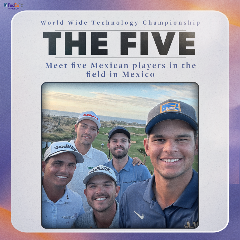 PGATOUR's tweet photo. Representing in their home country 🇲🇽

Meet the five Mexican players in the field @WWTChampionship.

(Presented by @Deckorators)