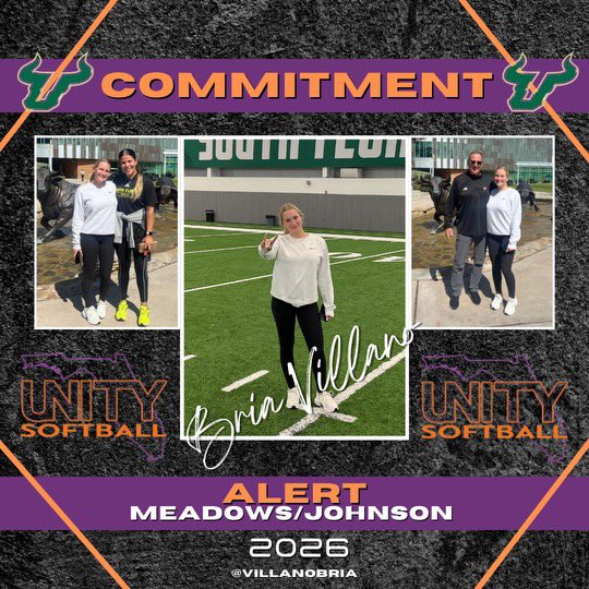 Unity Meadows/Johnson (@unitymeadows) on Twitter photo ‼️🚨🚨🚨🚨🤘🤘🚨🚨🚨🚨🚨‼️
The BIGGEST 👏👏 goes to <a href="/VillanoBria/">bria villano</a> for finding her PERFECT FIT 🙌
<a href="/USFSoftball/">USF Softball</a> ‼️‼️ We Can’t wait to 👀 U leave your mark as a 🐂 ‼️🤘🤘🤘 ‼️🚨🚨🚨🚨🤘🤘🚨🚨🚨🚨🚨‼️
The BIGGEST 👏👏 goes to <a href="/VillanoBria/">bria villano</a> for finding her PERFECT FIT 🙌
<a href="/USFSoftball/">USF Softball</a> ‼️‼️ We Can’t wait to 👀 U leave your mark as a 🐂 ‼️🤘🤘🤘