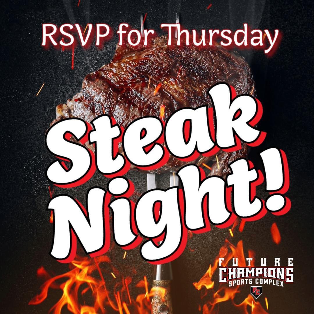 FutureChampsIL's tweet photo. 📢 Please note: Future Champions is NOT open tonight for Wing Night, as we make kitchen updates. But, we're taking orders for Steak Night! 🎯🍻🥗🥔🥩🍷🎰 Call 217.370.3469 if you have a large group or want to dine at a specific time Thursday.

#JacksonvilleIL #Thursdaysteaknight https://t.co/Z2ocbF32O0