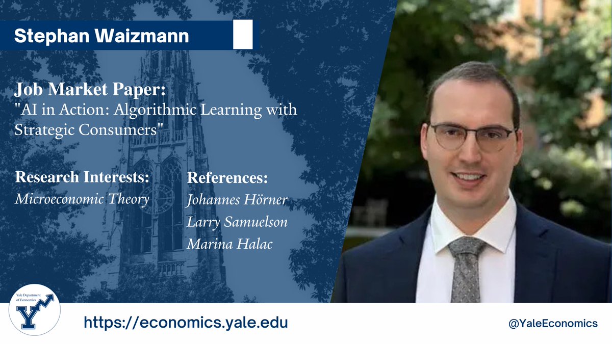 YaleEconomics's tweet image. Stephan Waizmann: “AI in Action: Algorithmic Learning with Strategic Consumers”

Website: stephanwaizmann.com