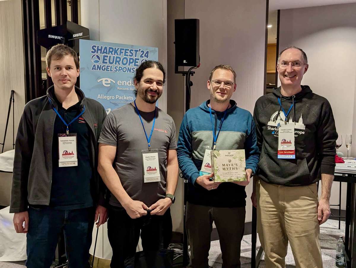 Day 1 of #SharkFest'24 EUROPE classes has come to a close! The sponsor showcase &amp; treasure hunt concluded with several winners.

Thank you to <a href="/endace/">Endace</a>, <a href="/Profitap/">Profitap</a>, <a href="/Allegro_Packets/">Allegro Packets</a>, <a href="/ScosSoftware/">SCOS Software BV / Wireshark</a> &amp; <a href="/neox_networks/">NEOX</a> for sponsoring the event.

#sf24eu