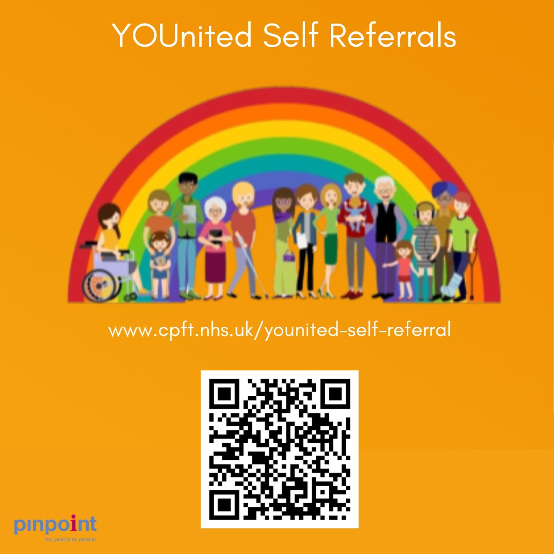 pinpointcambs's tweet photo. #YOUnited has launched its self-referral pathway! Parents/carers of children age 5+ &amp; young people aged 13-17 can now self-refer to YOUnited for mental health support. See https://t.co/xXw72yNtLO or scan the QR code in the image to access more information and the referral form. https://t.co/4pDLM9CrbF
