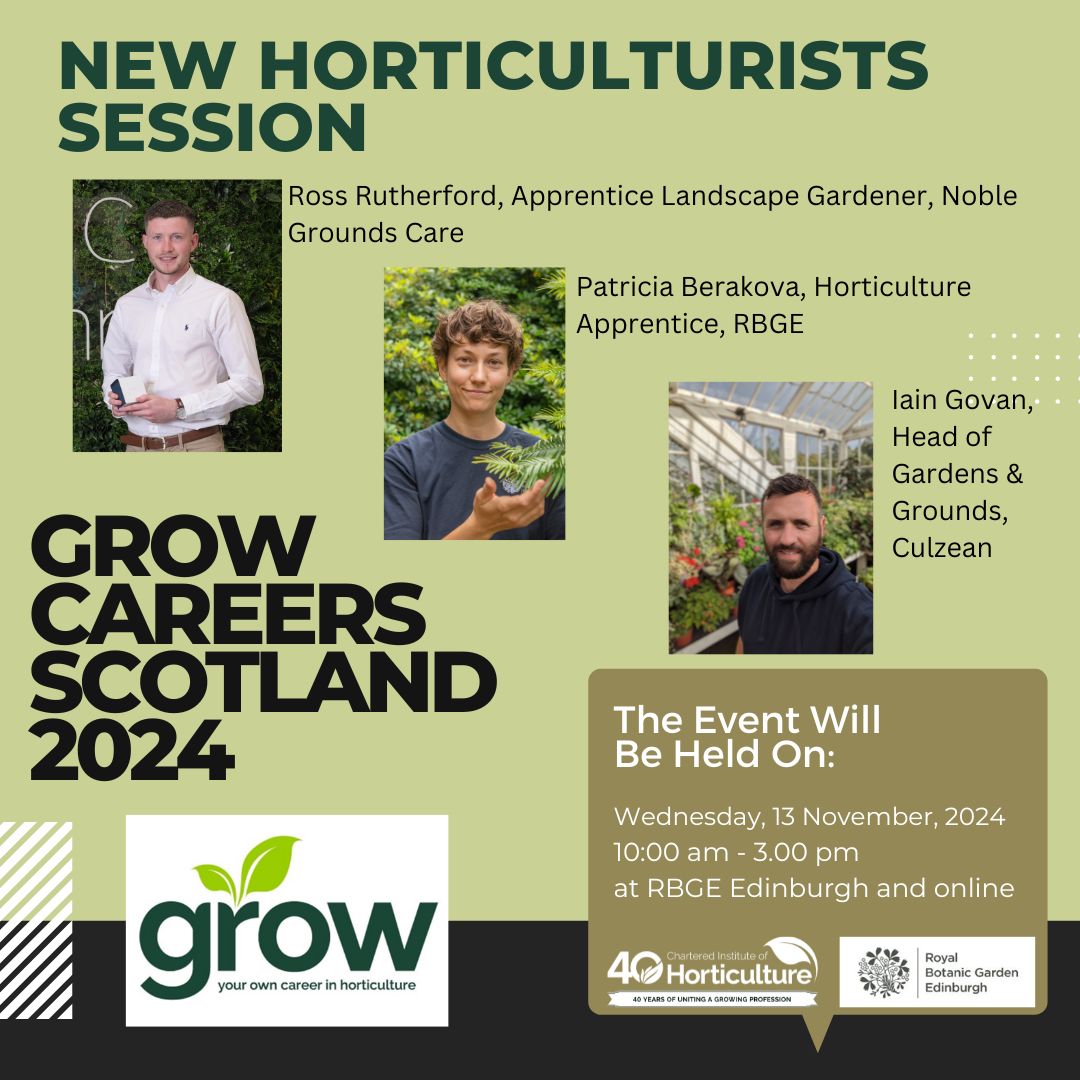 We are excited to welcome our New Horticulturist Session speakers to this year's Grow Careers Scotland event on 13th November! Find out more about our full speaker line-up buff.ly/4hhR7gW #horticulture #growcareers