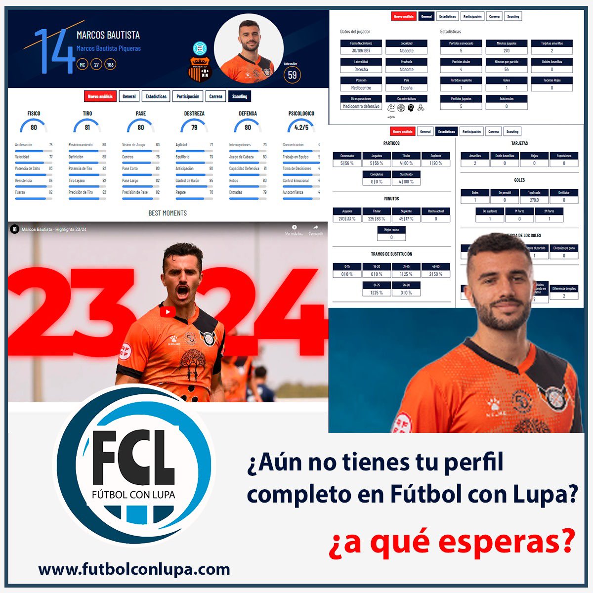🌟 Marcos Bautista (<a href="/MarcosBP_/">Marcos Bautista</a> ) sigue mostrando todo su potencial. 
🚀⚽️ Su perfil completo en Fútbol con Lupa lo dice todo. ¿Y tú, ya completaste tu perfil?

No te pierdas la oportunidad de mostrar tu talento al mundo. Completa tu perfil hoy y haz que los scouts y clubes se